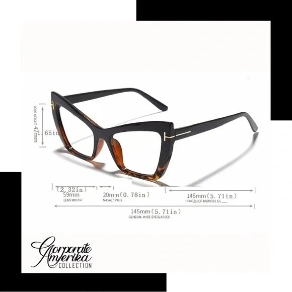 Cat Eye Clear Lens Fashion Glasses - Anti Blue Light Eyewear - Picture 3 of 3